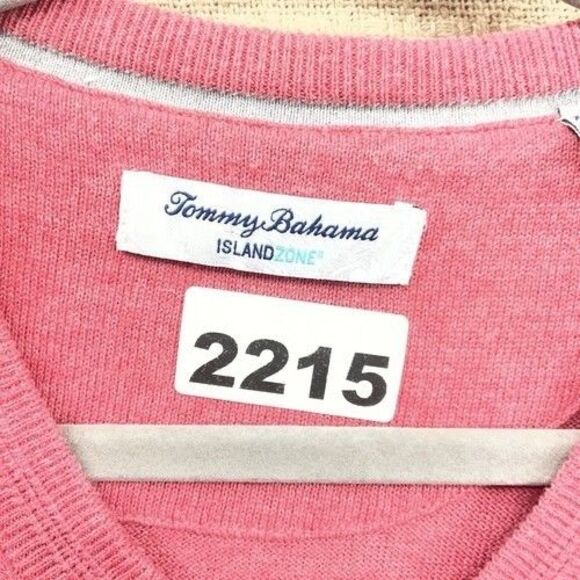 Tommy Bahama Pink Cotton/Coolmax Stretch V-Neck Sweater Pullover Men Size XXL - Picture 2 of 10